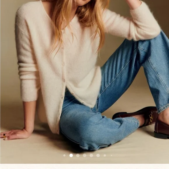 Sezane Gaspard White Cardigan Sweater - Picture 2 of 5